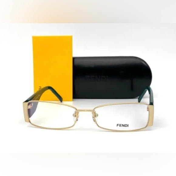FENDI F923R 758 Gold Teal  / Demo Lens 52mm Eyeglasses - Picture 2 of 4